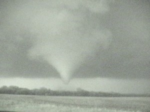 Video capture of the tornado illuminated by lightning. 